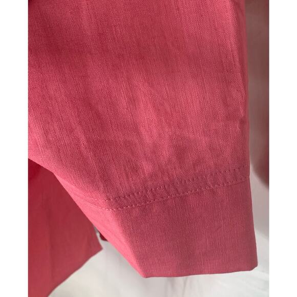 Liz Baker Blouse Size Large Shirt Women Petite Pink 3/4 Sleeve Button Up Pocket - Picture 7 of 12